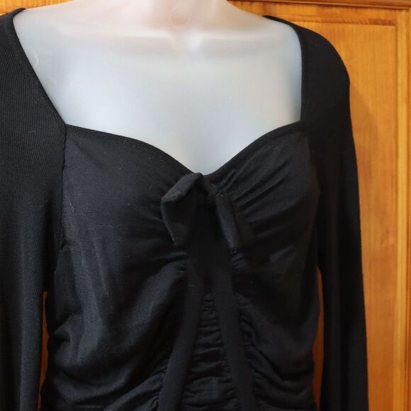 Maurizio Pecoraro Black Wool Sweetheart Neck Jeweled Sleeve Sweater Size 12 - Picture 2 of 14